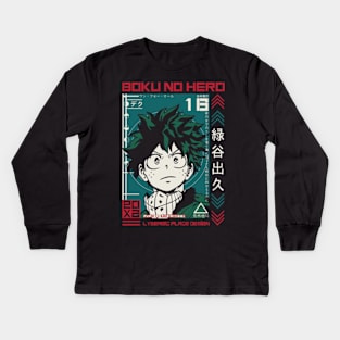 Izuku Midoriya Anime fanart Kids Long Sleeve T-Shirt